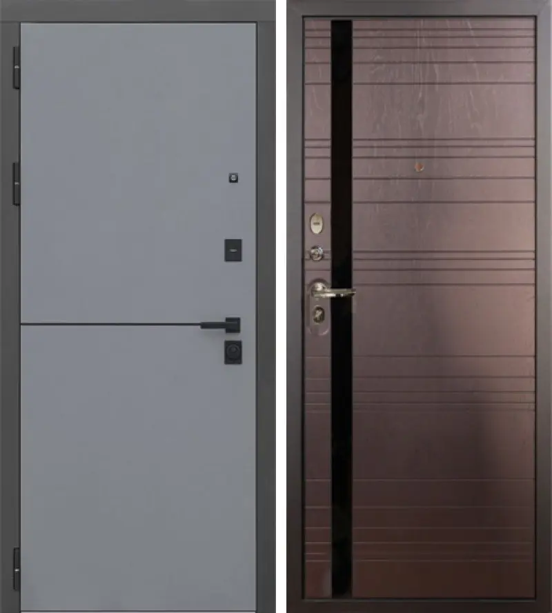 Изображение товара Входная дверь Lex Гранд Модерн 205x88см левый ясень шоколад софт графит