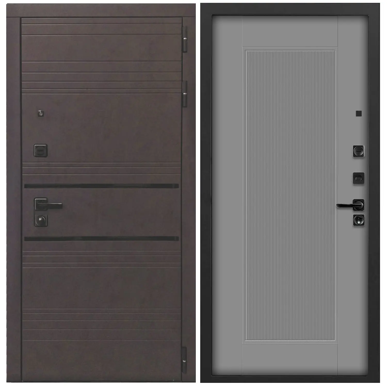 Изображение товара Входная дверь Дверипро L-43 левый 205x86 см цвет бетон графит/гриджио