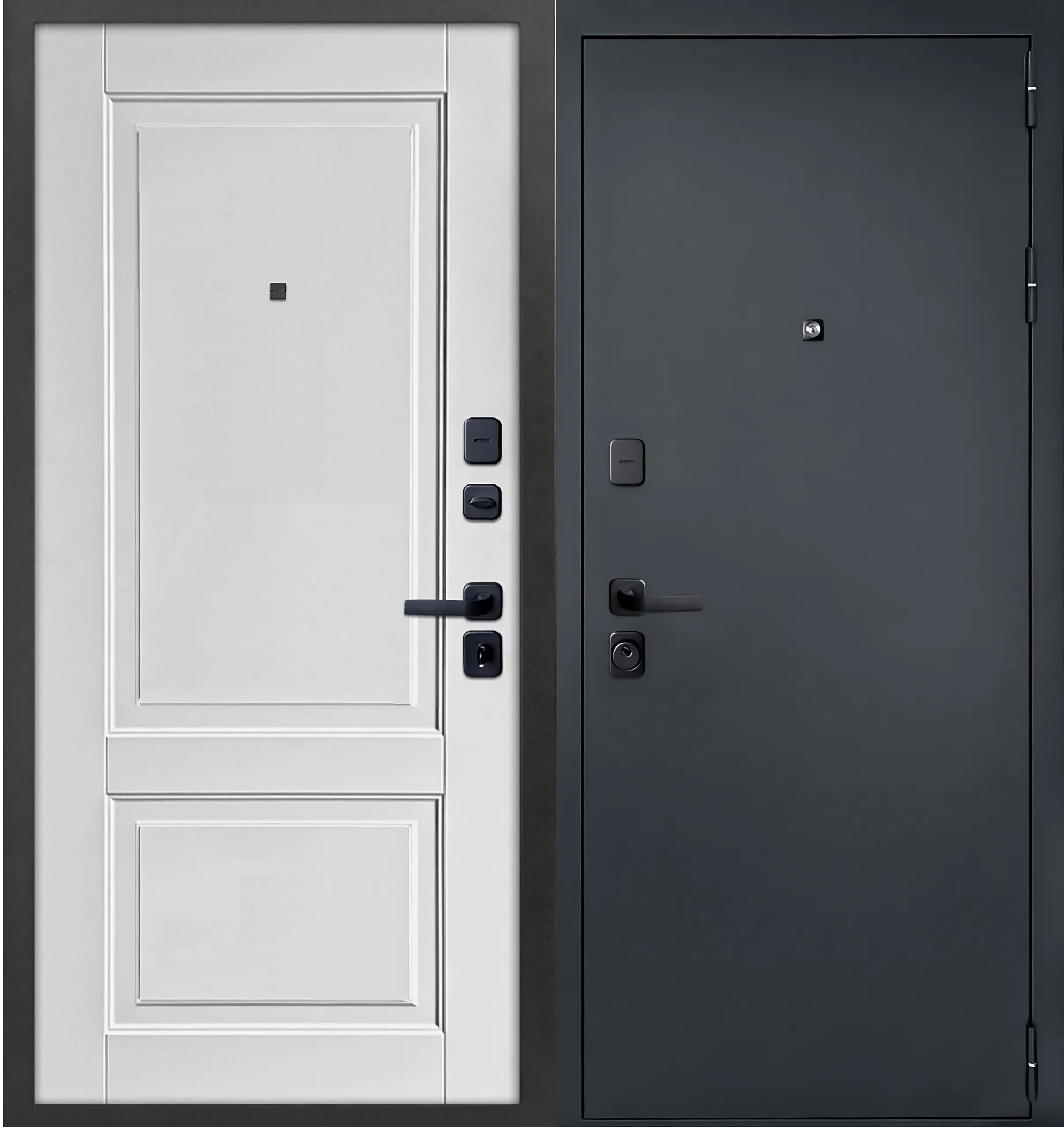 Изображение товара Входная дверь Дверной континент Спарта б/стандарт правый 205x86см цвет антик серебристый/белый матовый