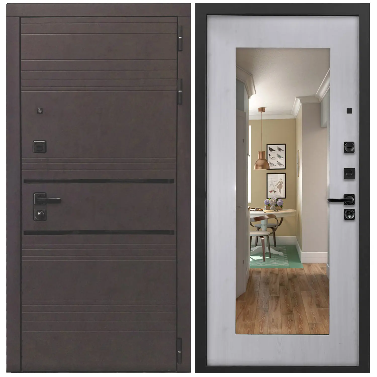 Изображение товара Входная дверь Дверипро L-43 205x86см с зеркалом и броненакладкой