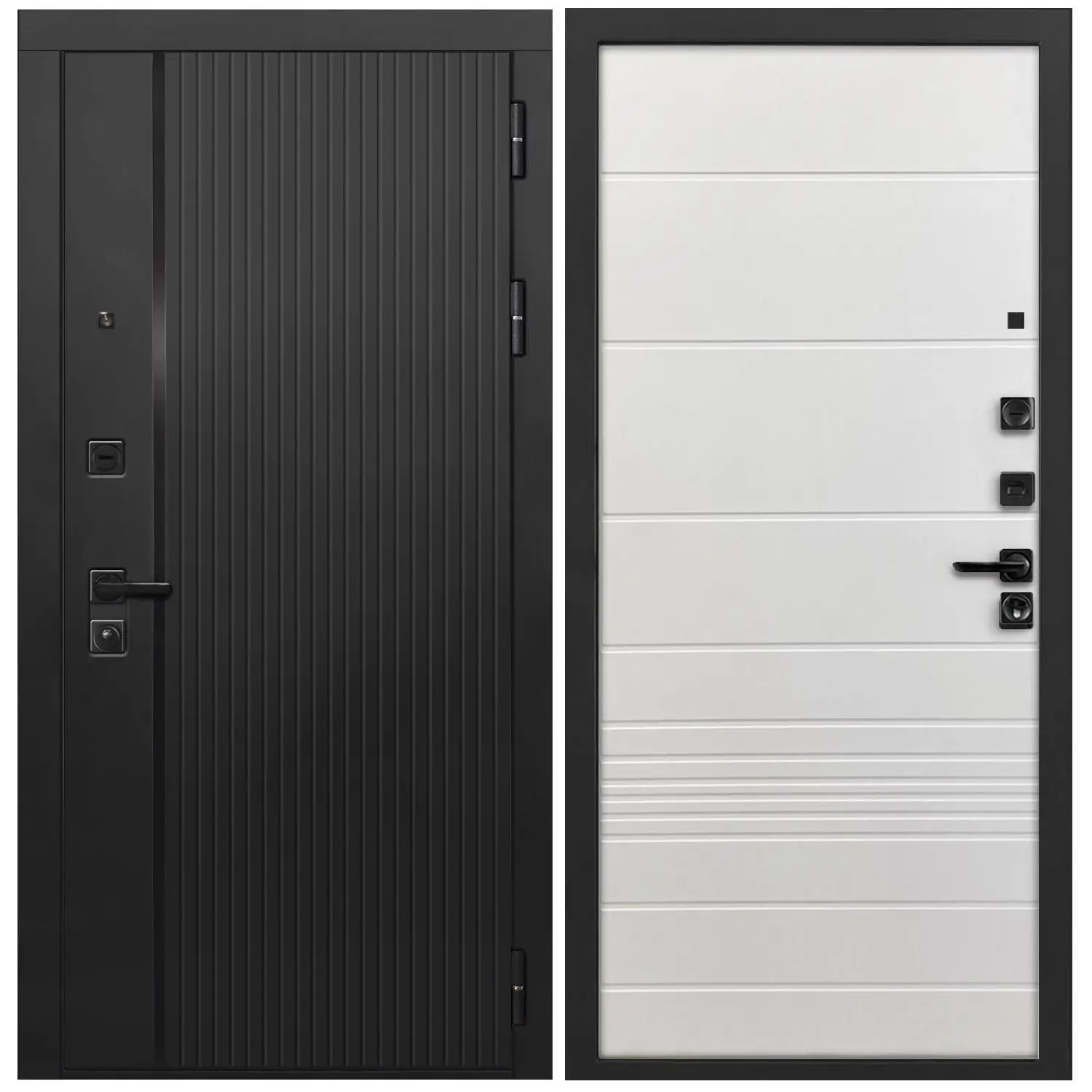 Изображение товара Входная дверь Дверипро L-45 левый 205x86см черный кварц и ясень белый