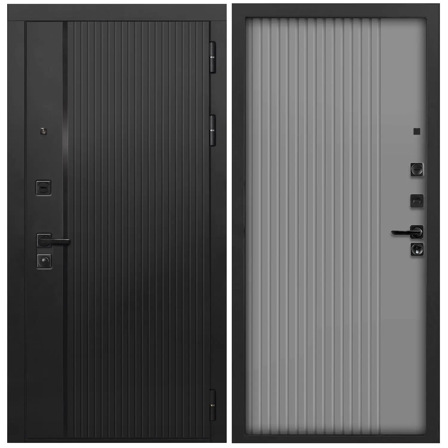 Изображение товара Входная дверь Дверипро L-45 левый 205x86 см черный кварц с порошковым покрытием