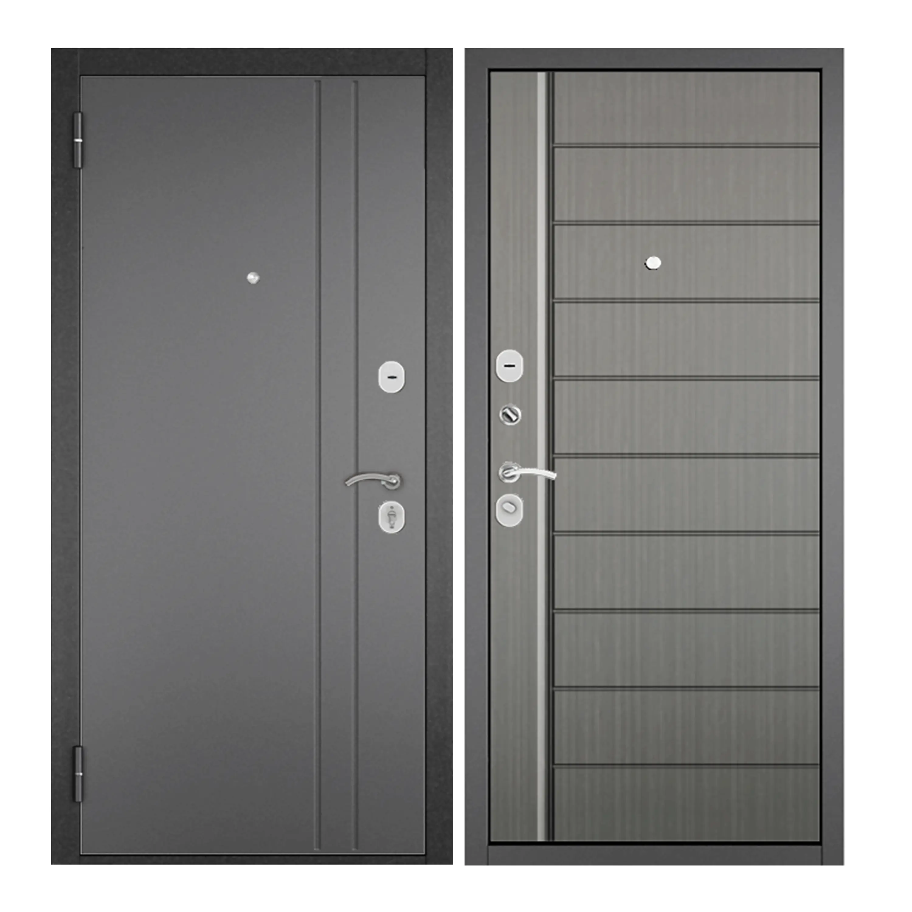 Изображение товара Входная дверь Mastino Apartment левый 205x86см цвет черный/серый без зеркала