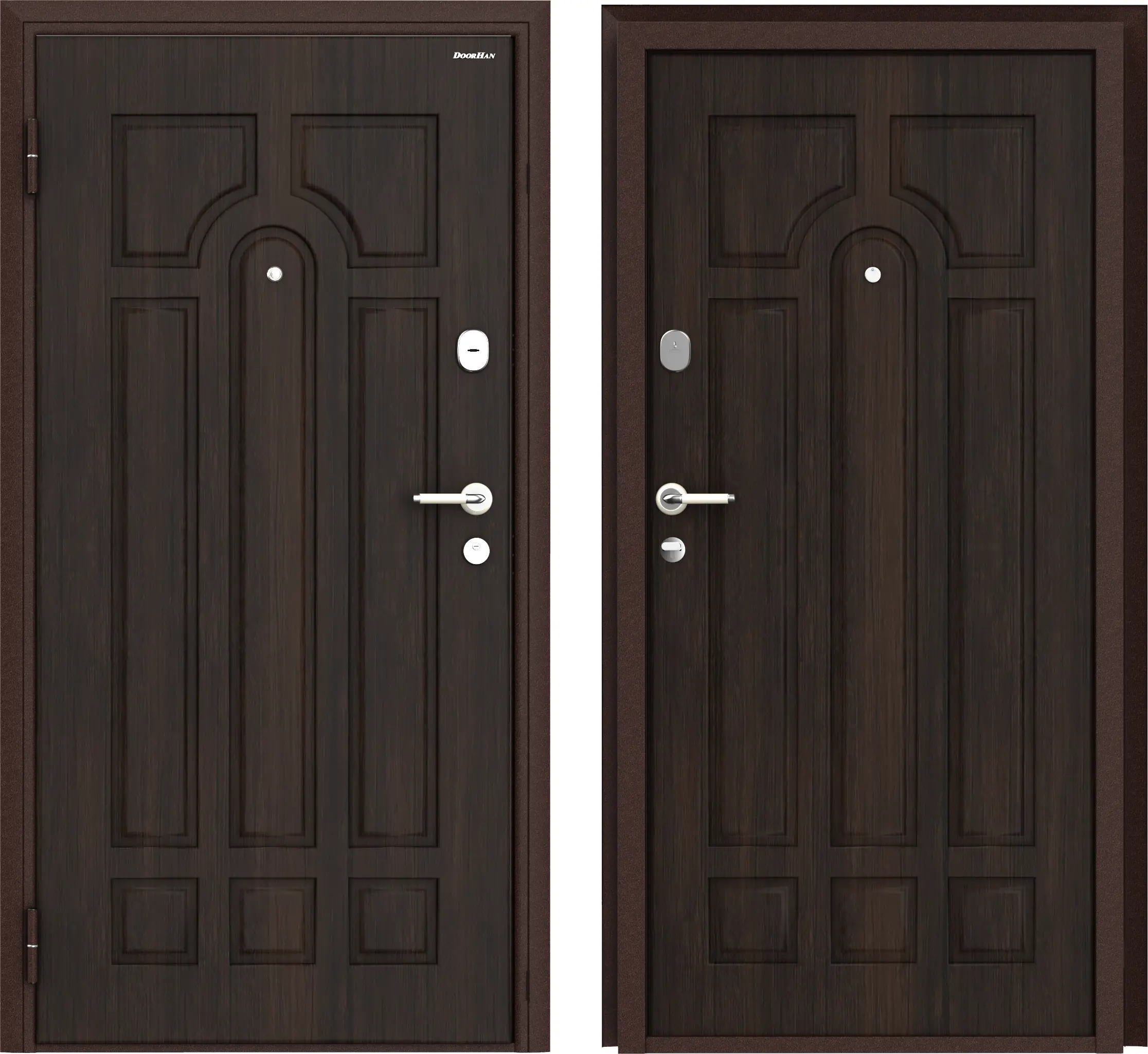 Изображение товара Входная дверь Doorhan Премиум левый 205x88 см антик медь/тиковое дерево