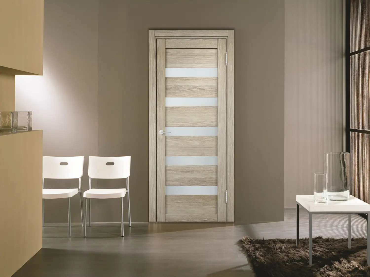 Изображение товара Дверь межкомнатная Мюнхен 03 остеклённая 200x60см финиш бумага цвет дуб дымчатый без замка и петель