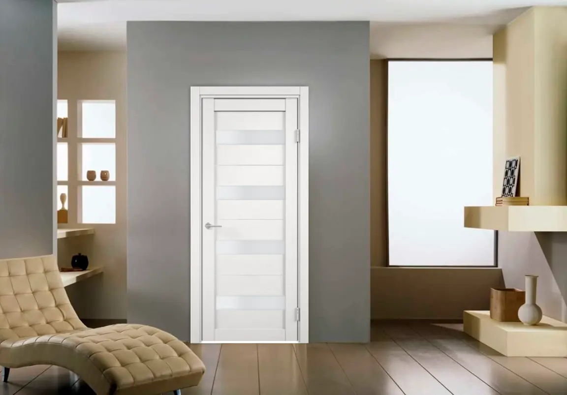 Изображение товара Дверь межкомнатная Бавария 02 остеклённая 200x80см пленка ПВХ цвет дуб шале белый без замка и петель