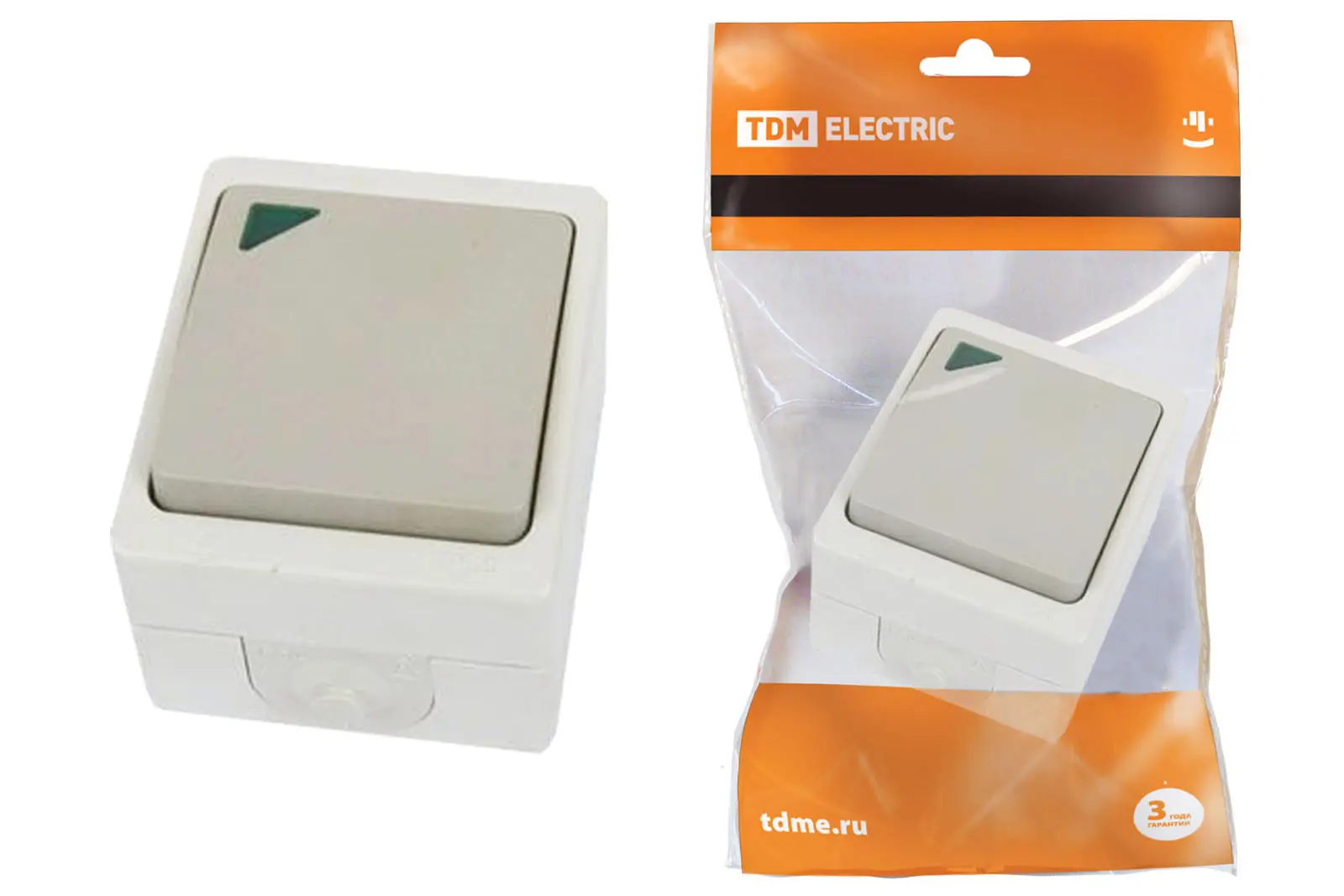 Изображение товара Выключатель накладной Tdm electric Вуокса SQ1803-0004 1 клавиша с подсветкой цвет серый