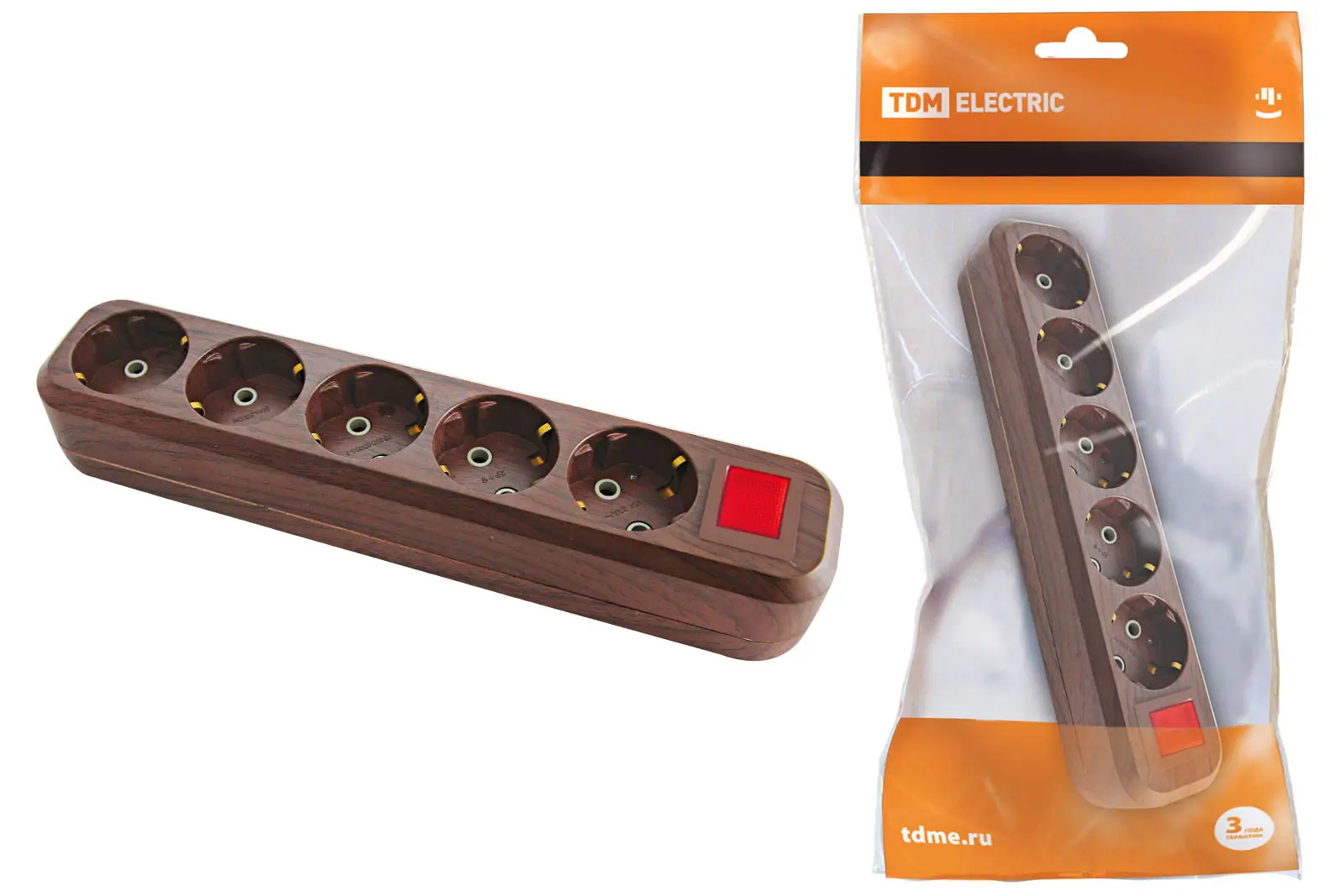 Изображение товара Колодка для удлинителя TDM Electric SQ1806-0069 5 розеток с заземлением 2500 Вт цвет черный