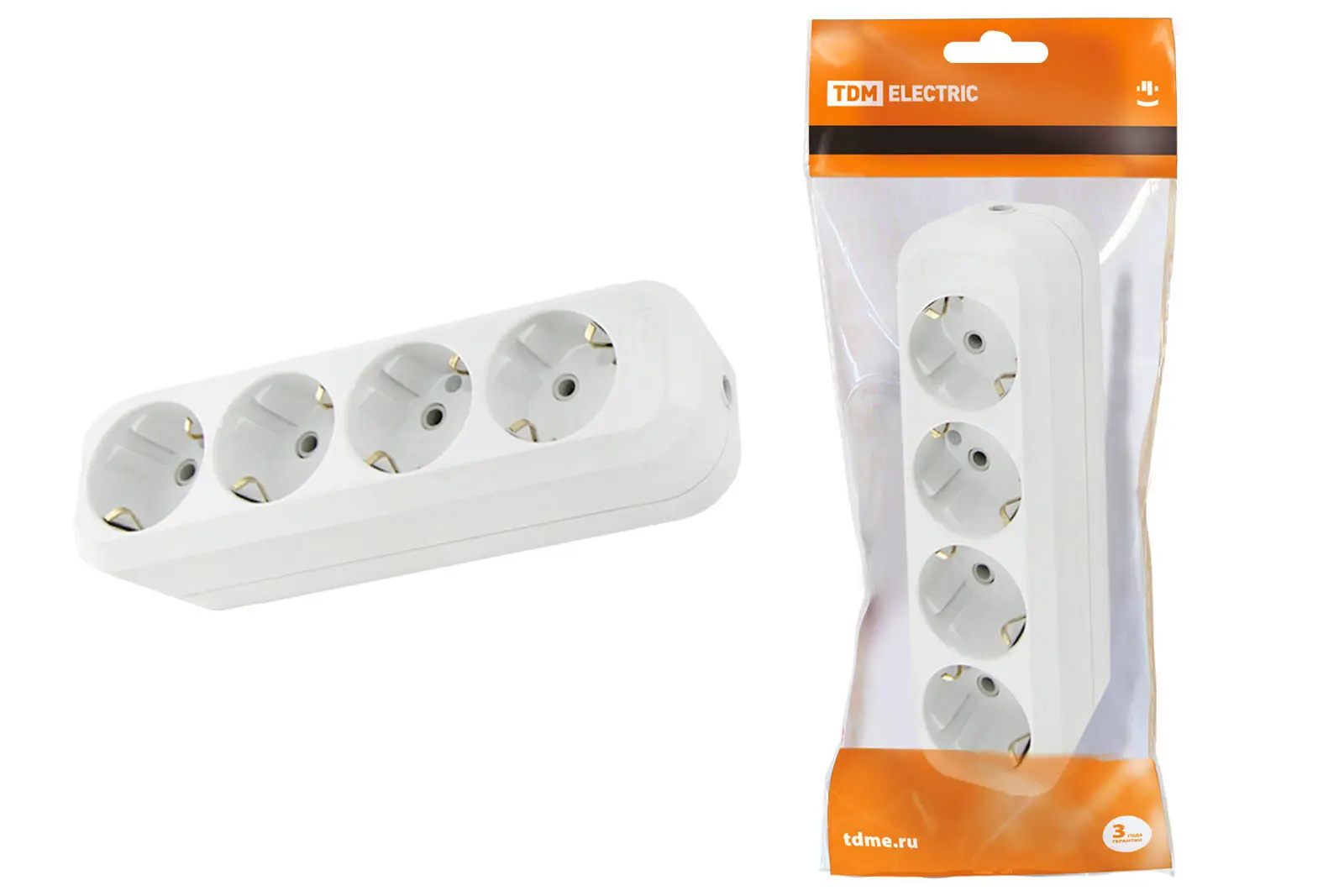Изображение товара Колодка для удлинителя TDM Electric SQ1806-0014 4 розетки с заземлением 4000 Вт цвет белый