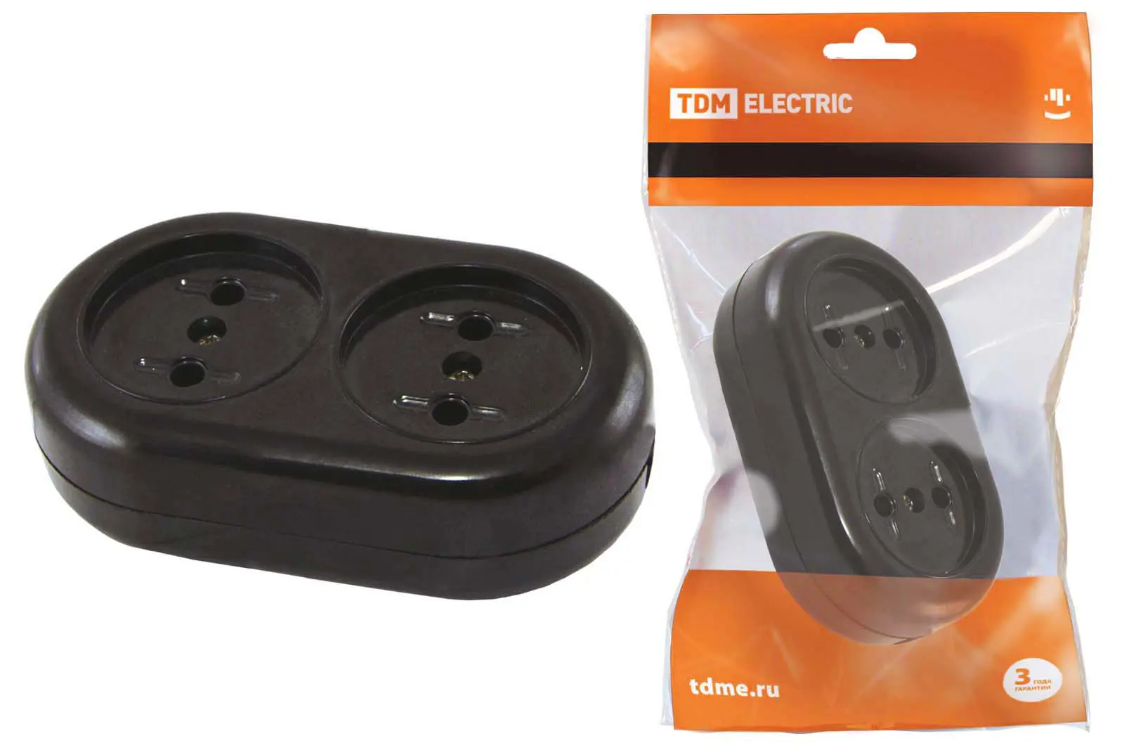 Изображение товара Колодка с защитой без кабеля Tdm electric SQ1806-0103 2 розетки