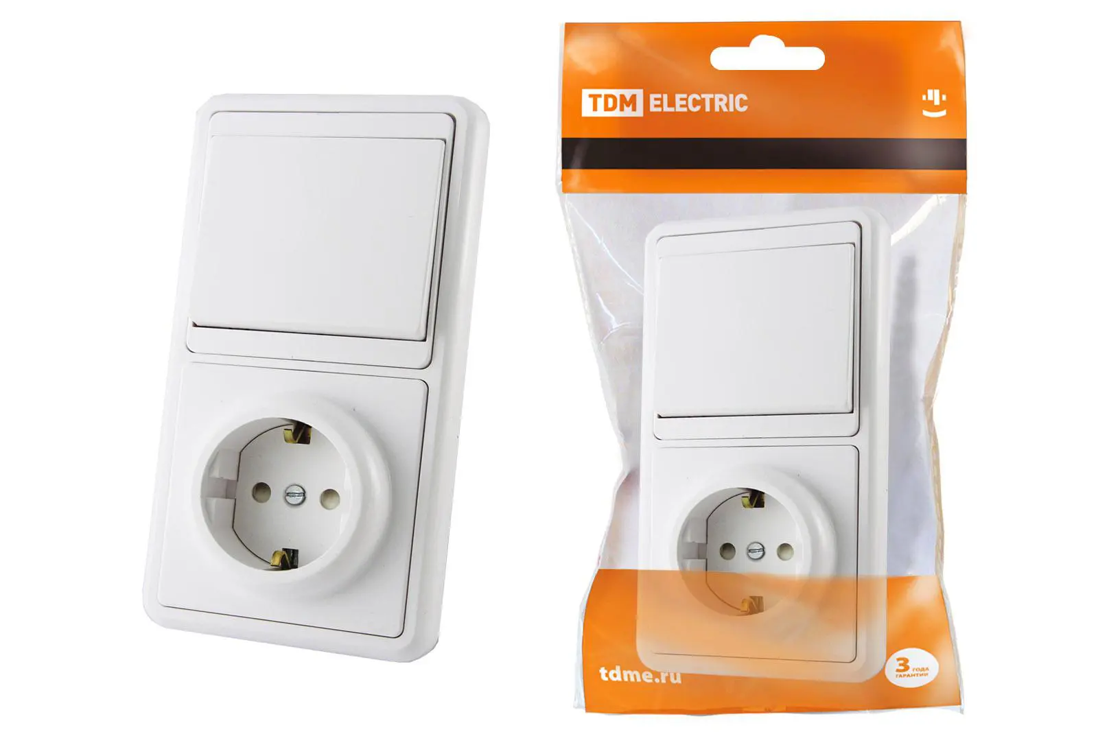 Изображение товара Блок комбинированный встраиваемый Tdm Electric БКВР 1 клавиша цвет белый