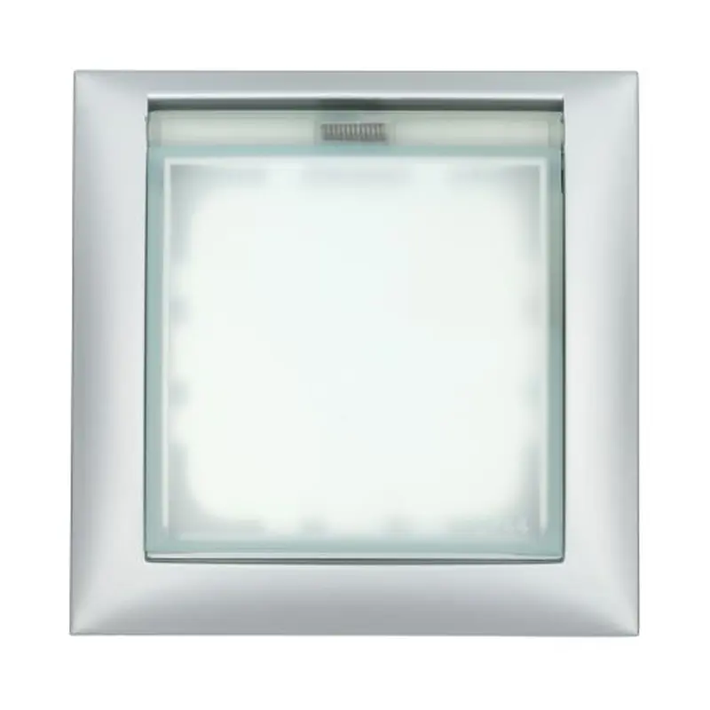 Изображение товара Рамка для выключателей и розеток Lk studio защитная с крышкой 1 пост цвет серебряный металлик