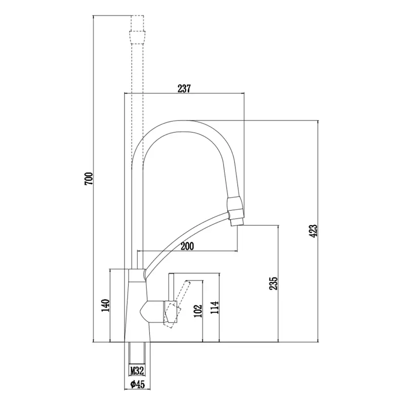 Изображение товара Смеситель для кухни Fmark FS8255Q-01-LM гибкий излив 23.5 см цвет графит