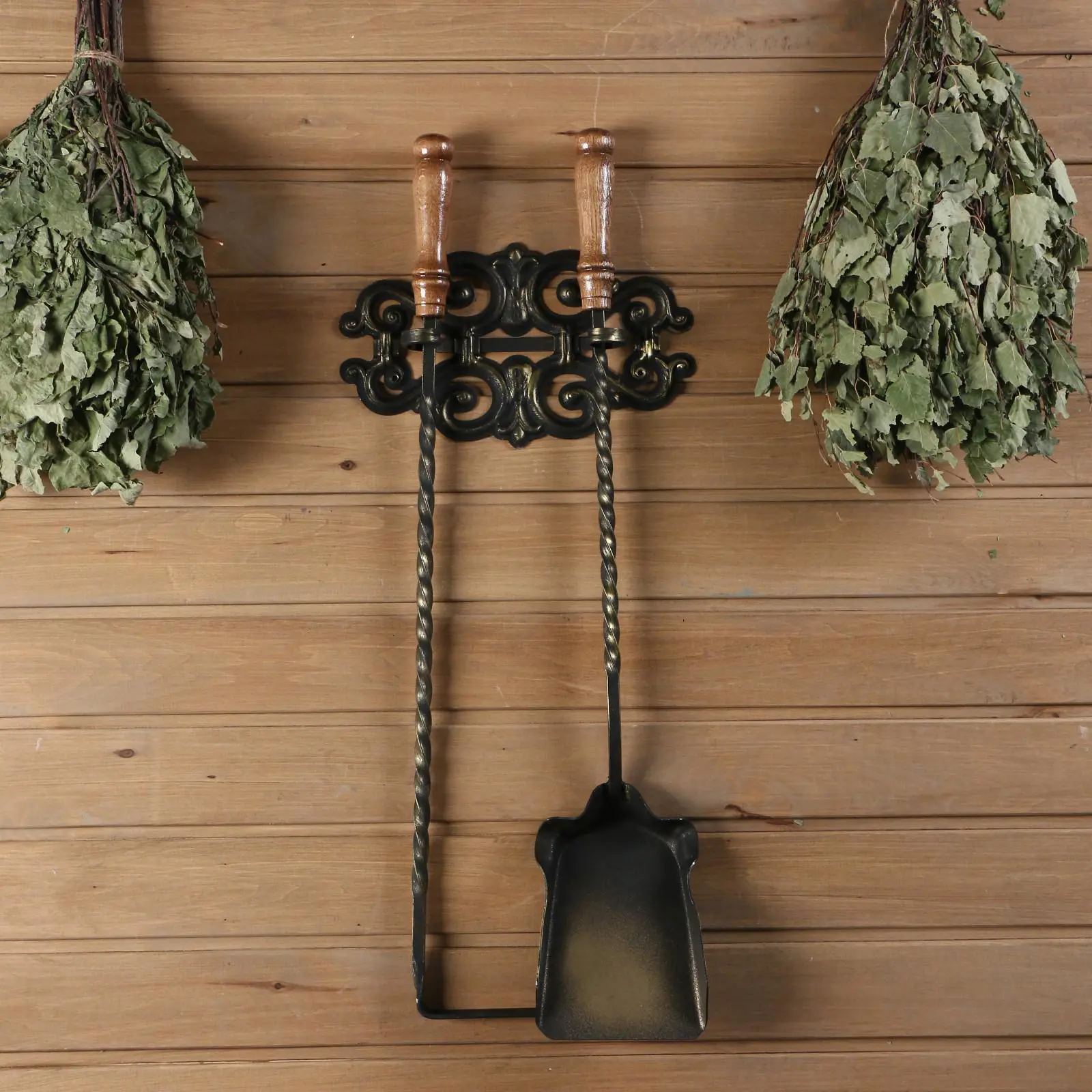 Изображение товара Набор каминный Simaland Вензель кочерга совок и настенное крепление