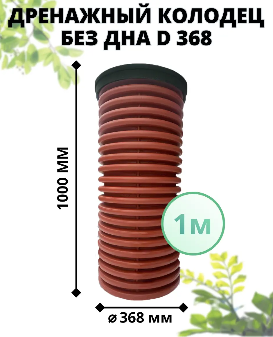 Изображение товара Колодец дренажный Астра без дна ⌀368мм 1м с черным люком