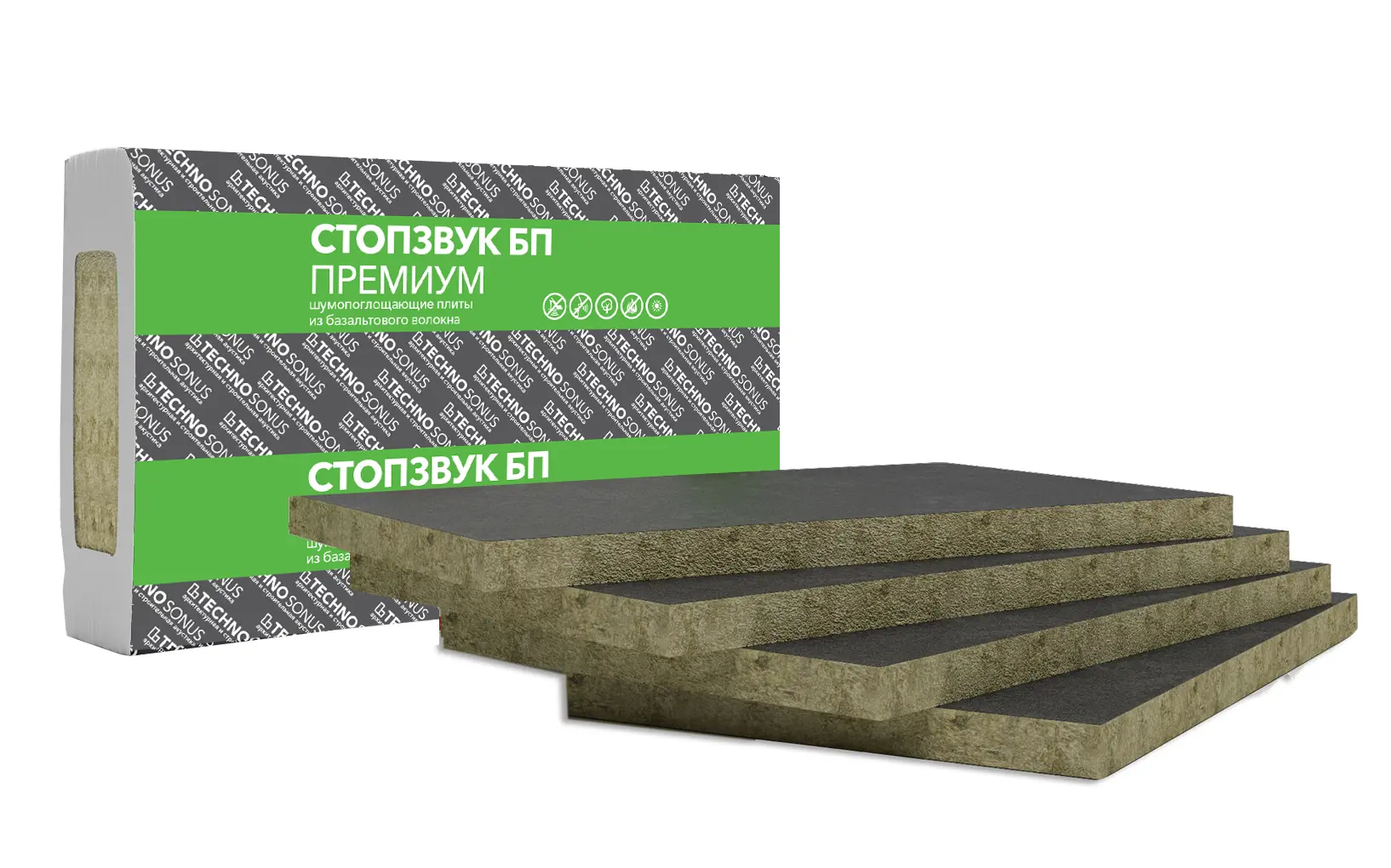 Изображение товара Звукоизоляция Техносонус СтопЗвук Премиум 50мм 600x1200мм 2.88м² 4шт