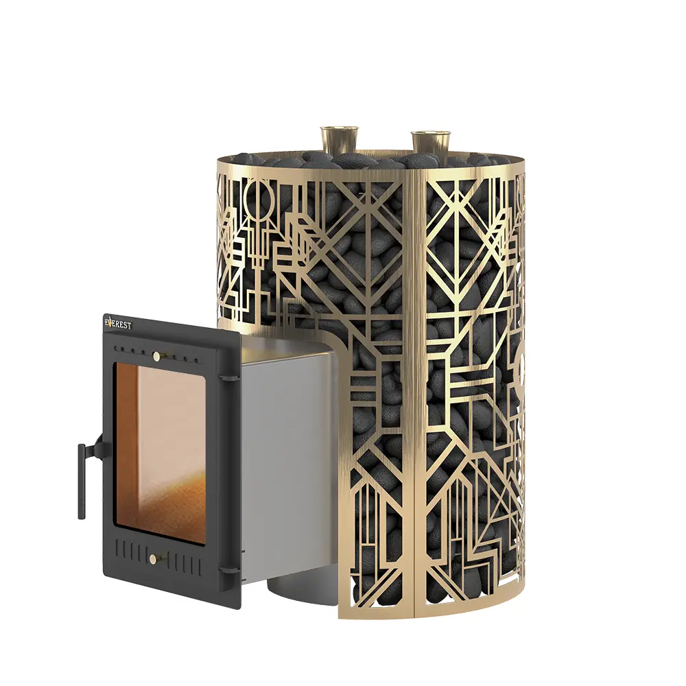Изображение товара Печь банная дровяная Эверест Steam Master Galaxy 30 Inox (320м) gold 30м³