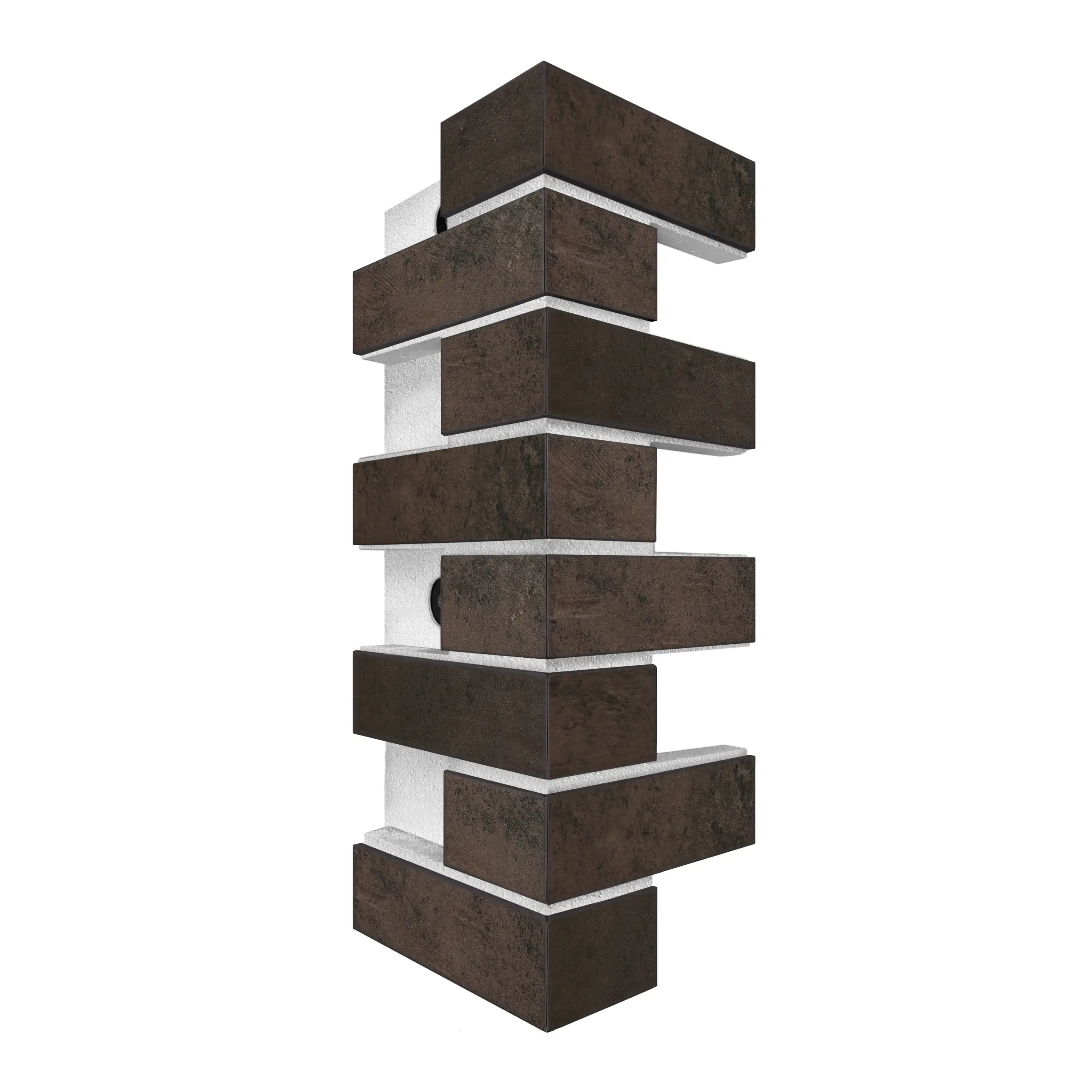 Изображение товара Угловой элемент фасадной термопанели Европа Иллинойс 600x250x60мм 0.15м² цвет темно-коричневый (холодный)