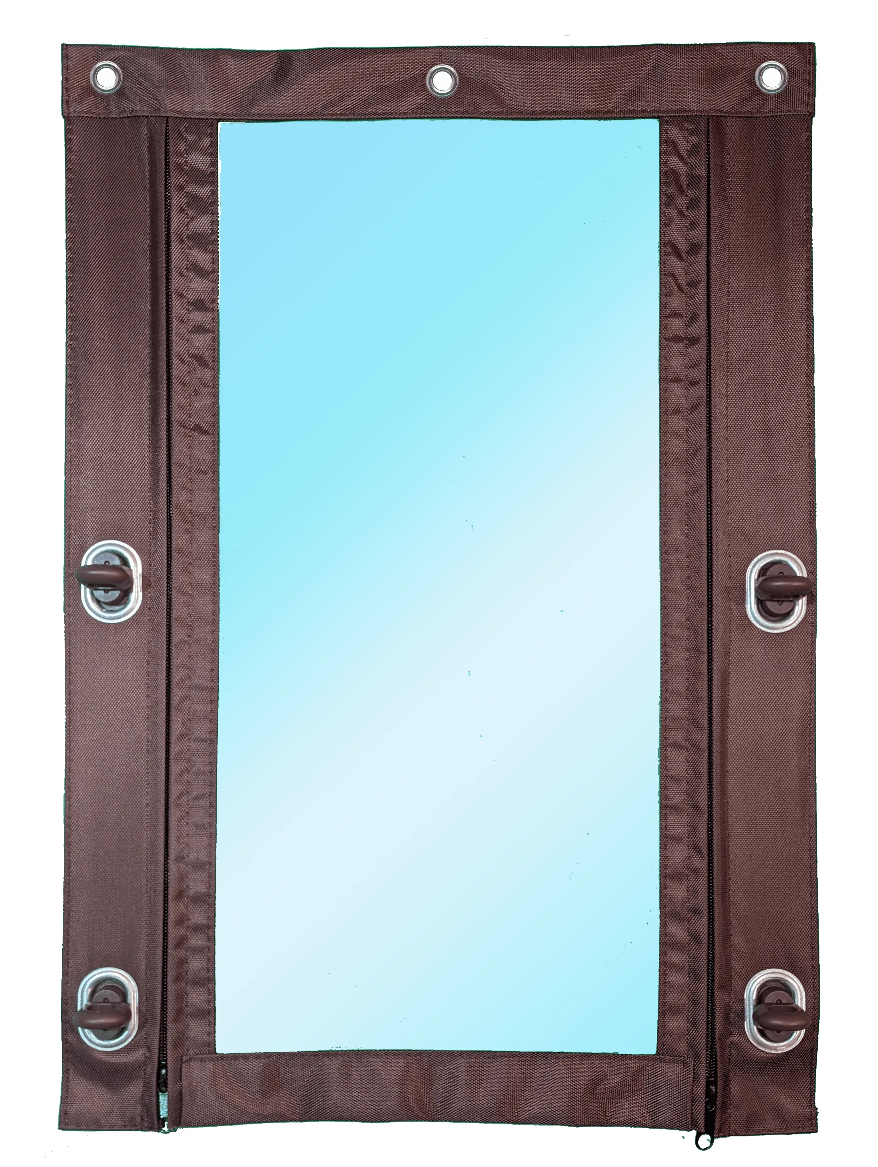 Изображение товара Мягкое окно из полиуретана до -75°C 130x230см окантовка Оксфорд коричневая