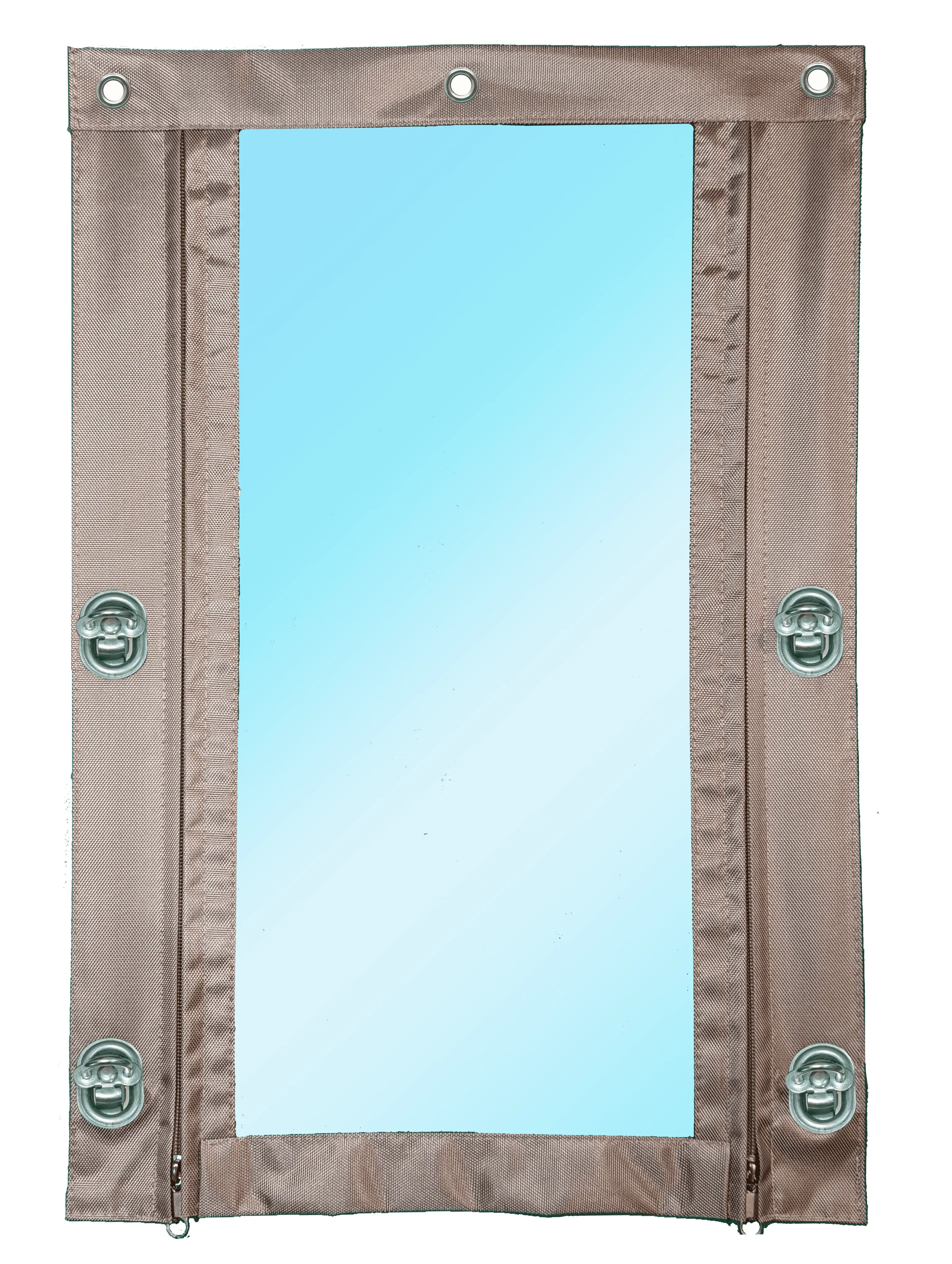 Изображение товара Мягкая дверь полиуретан до -75°C 120x210см окантовка Оксфорд бежевая поворотная скоба (металл)