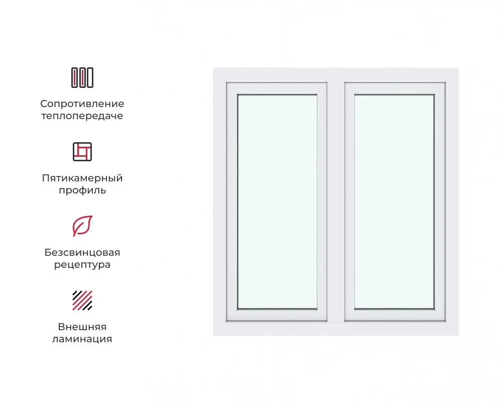 Изображение товара Окно ПВХ Амега пвх_716 120x110см двухкамерный универсальное цвет белый