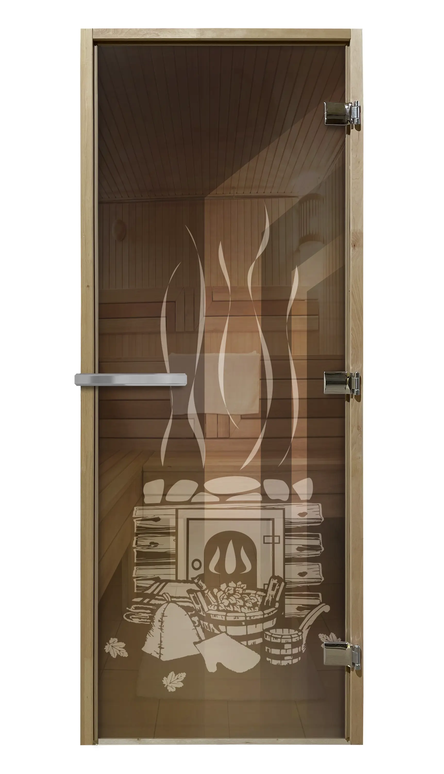 Изображение товара Стеклянная дверь для сауны бронзовая 190x70см закаленное стекло