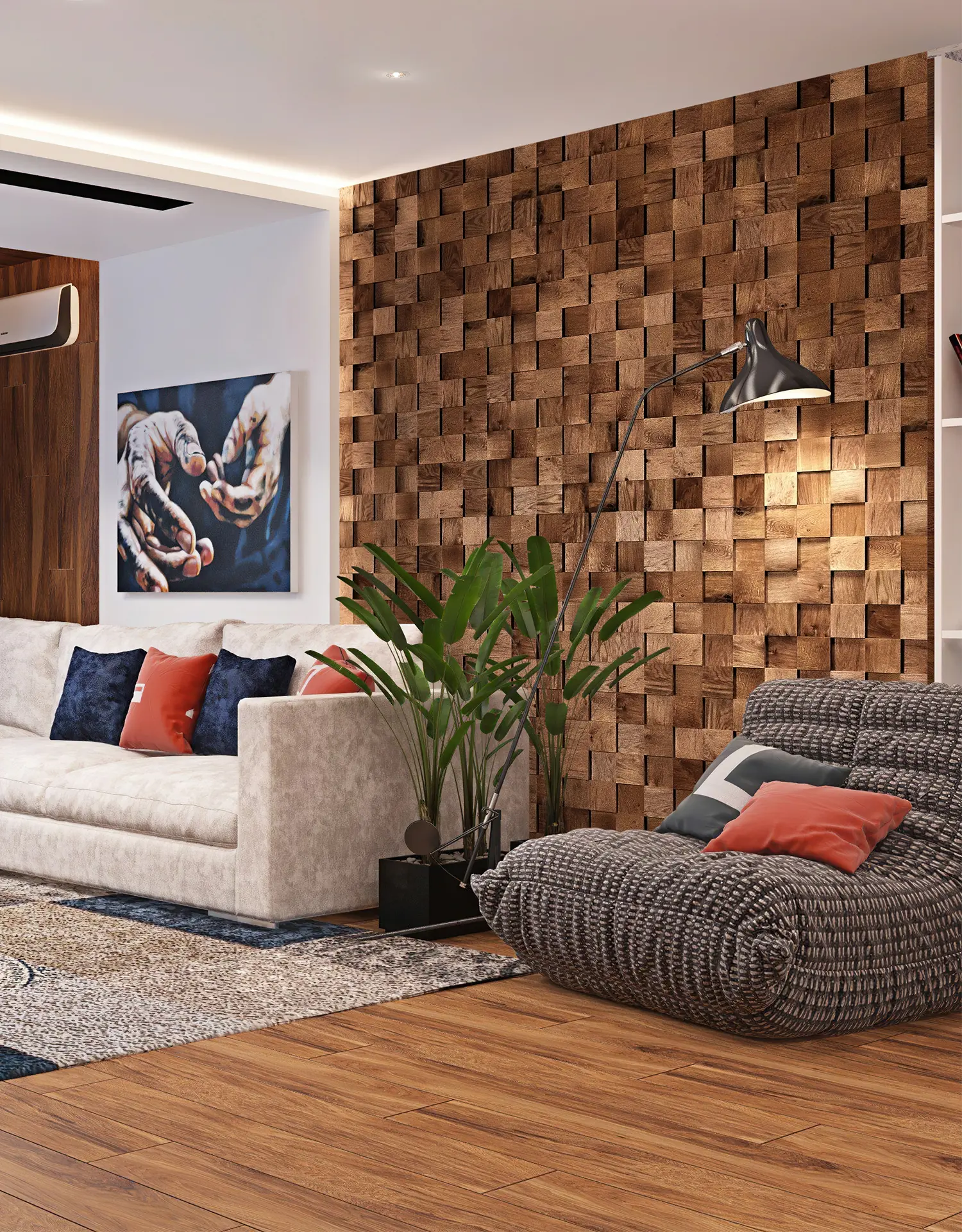 Изображение товара Стеновая панель 3D Arabesco Колотая цвет орех 100х100мм 0.72м² 72шт