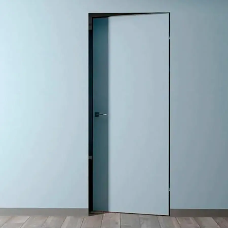 Изображение товара Дверь скрытая CityDoors Secret глухая 80x200см грунтовка правое внутреннее открывание цвет короба черный с замком и петлями