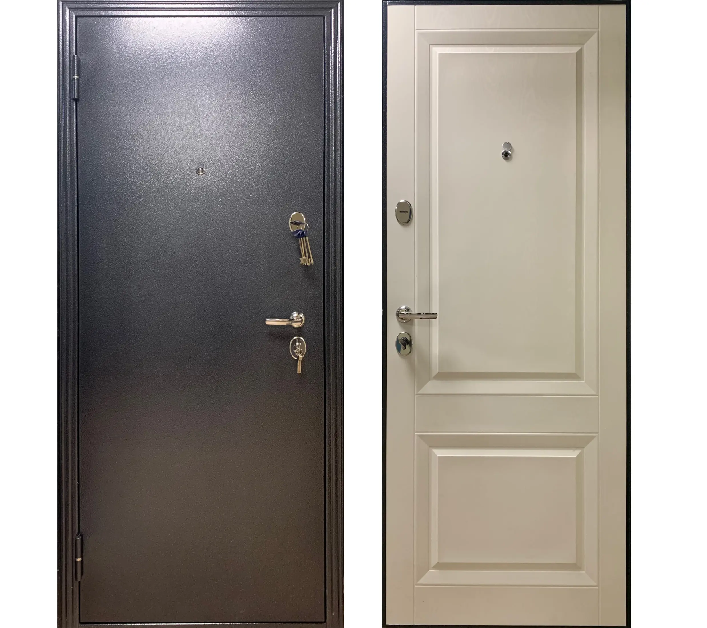 Изображение товара Входная дверь ЦСД Модерн левый 205x97см цвет ясень белый/серебро на черном