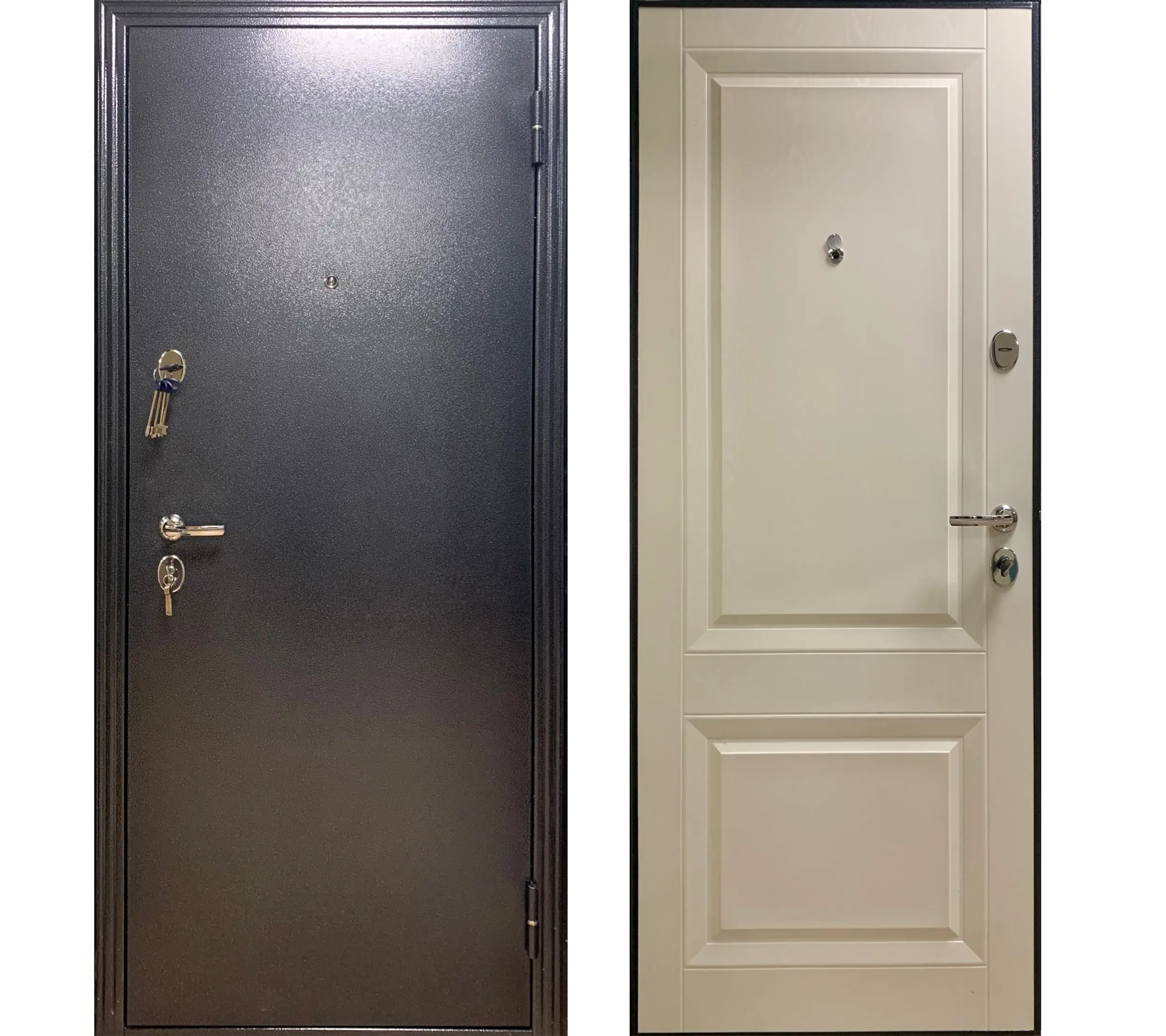 Изображение товара Входная дверь ЦСД Модерн правый 205x97см цвет ясень белый/серебро на черном