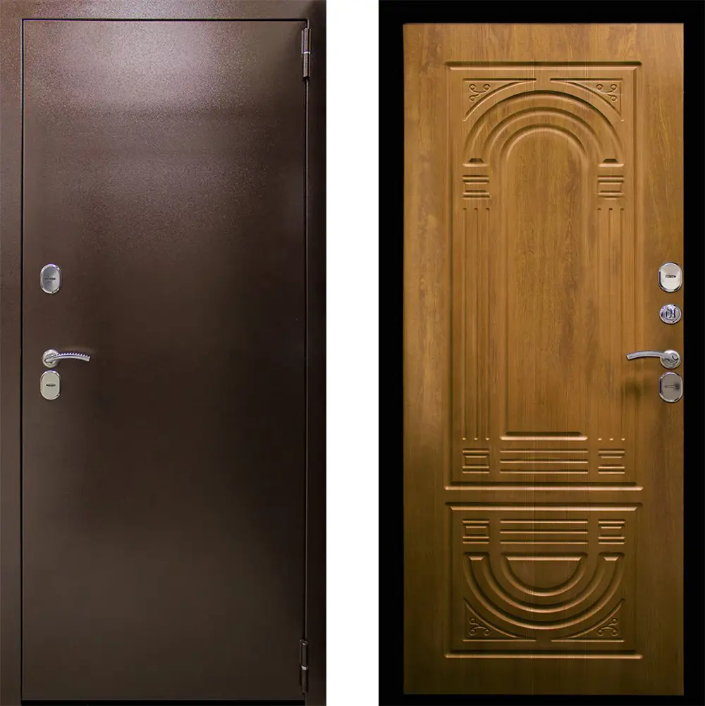 Изображение товара Входная дверь ЦСД Термо правый 205x86 см Антик Медь/Орех