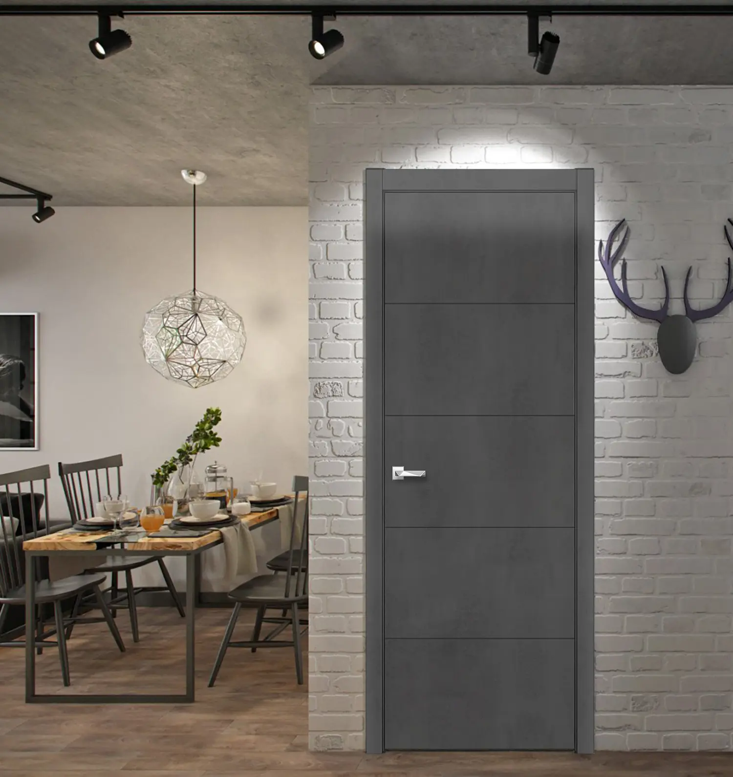 Изображение товара Межкомнатная дверь Loyard Севилья 21 глухая 200x80см в темном бетонном цвете