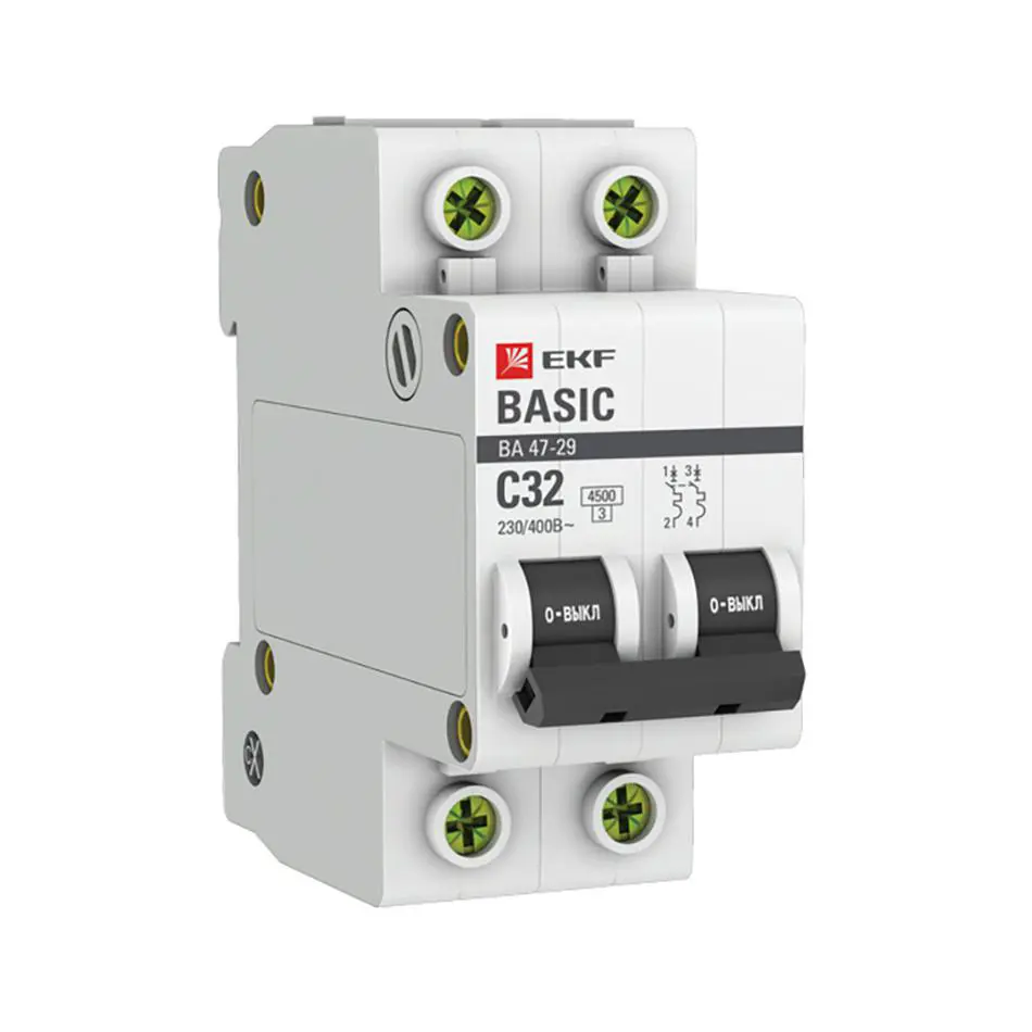 Изображение товара Выключатель автоматический EKF Basic mcb4729-2-32C 2Р 230В 32А