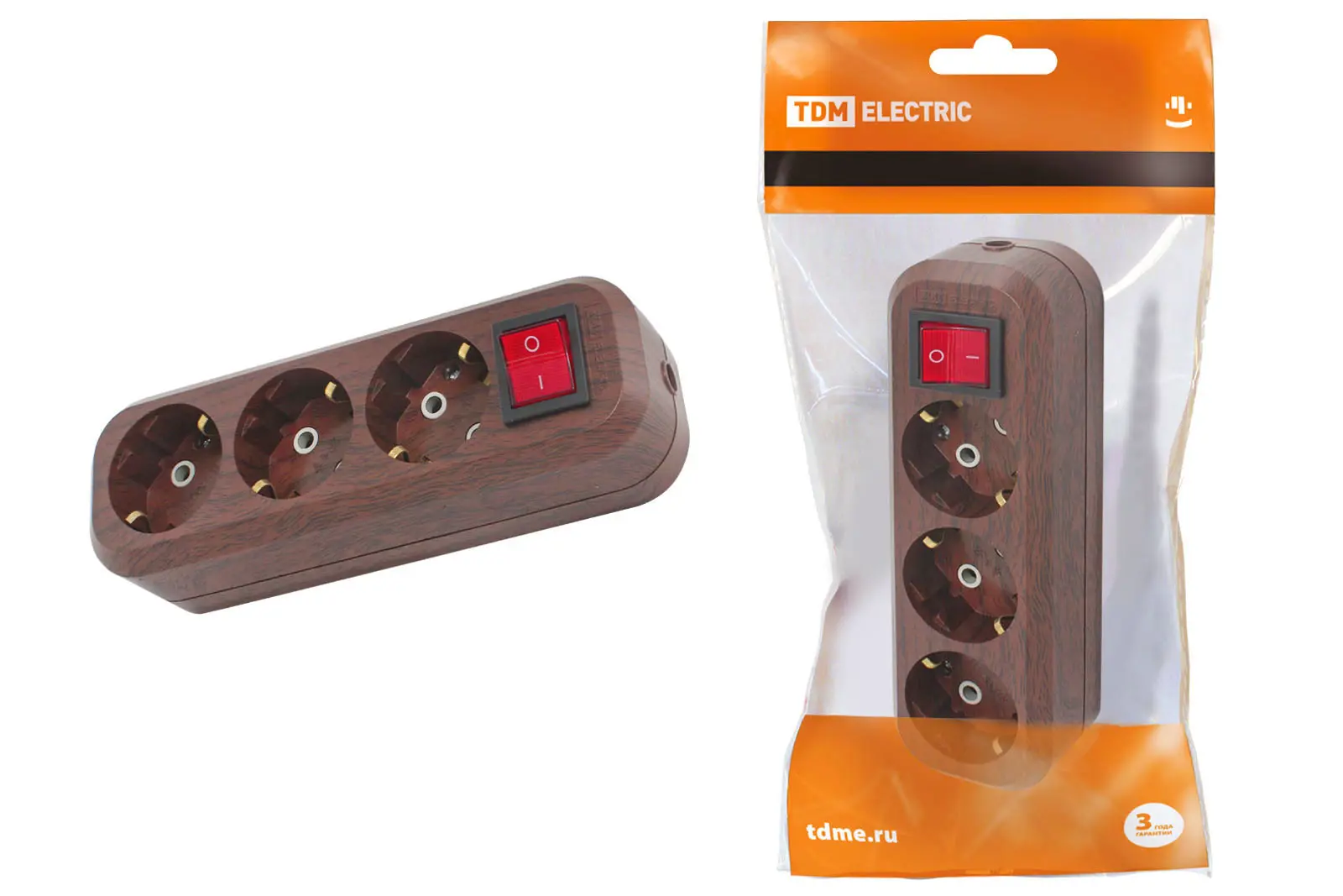 Изображение товара Колодка для удлинителя TDM Electric SQ1806-0063 3 розетки с заземлением 4000 Вт цвет белый