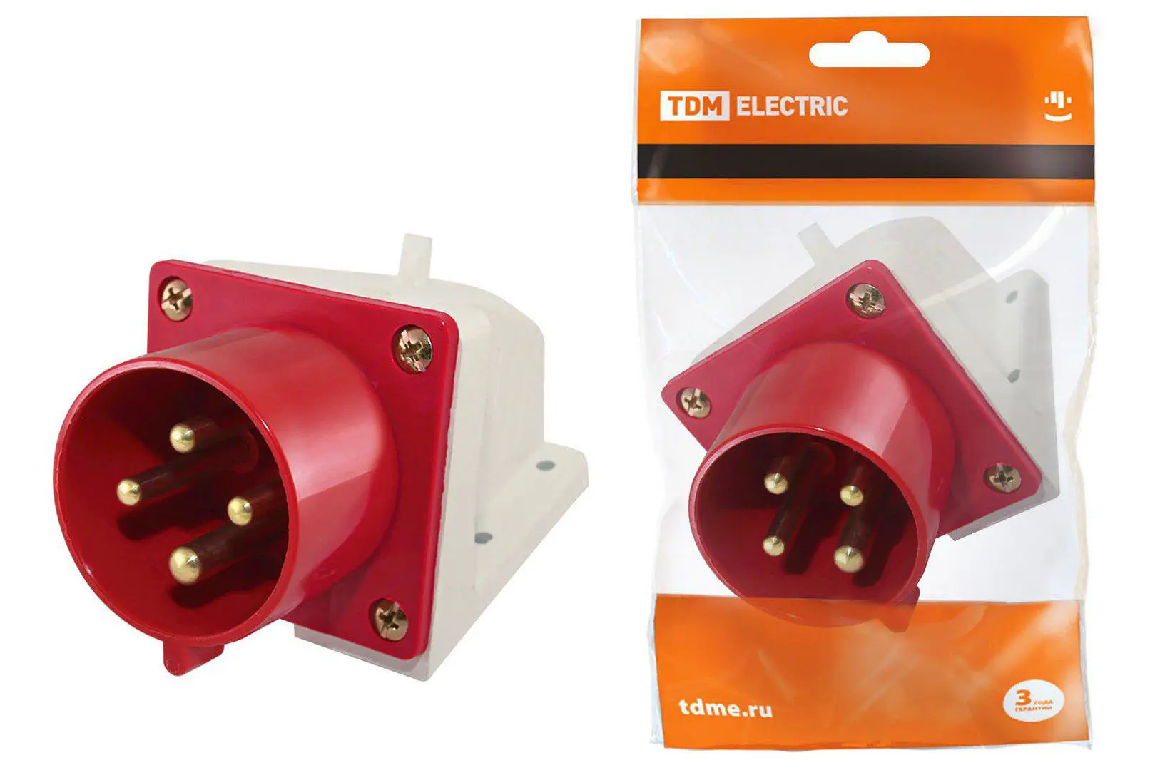 Изображение товара Вилка 514 стационарная TDM Electric 3Р+РЕ 16А 380В IP44