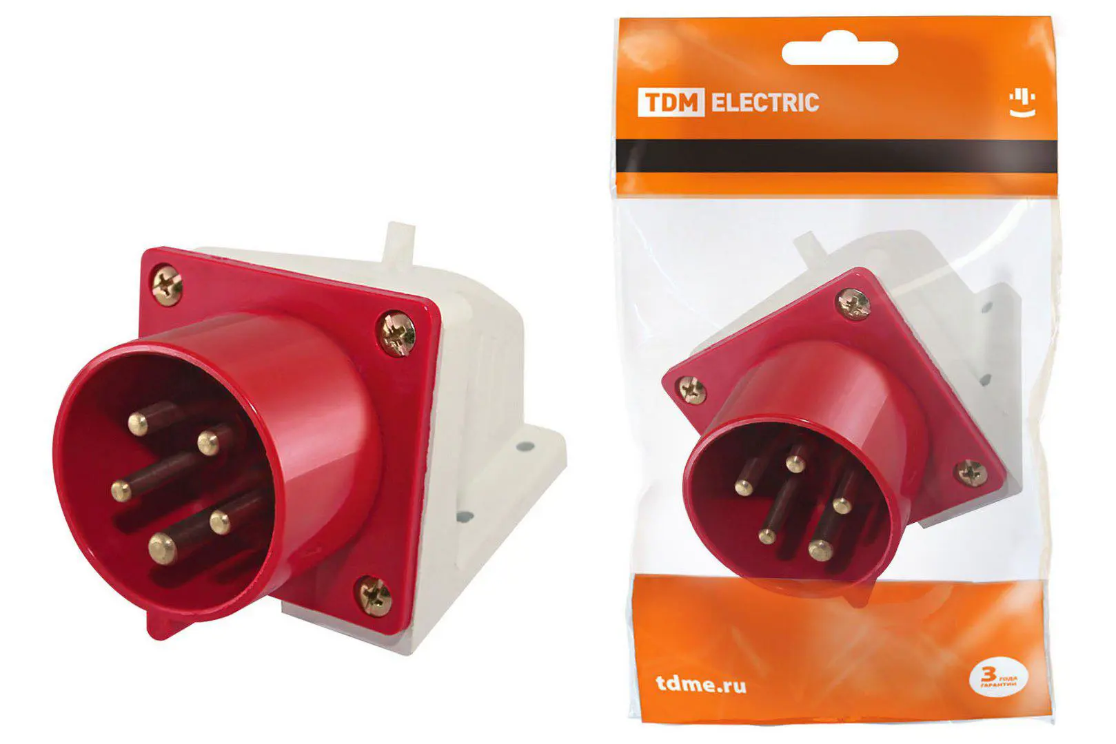 Изображение товара Вилка 515 стационарная TDM Electric 3Р+РЕ+N 16А 380В IP44