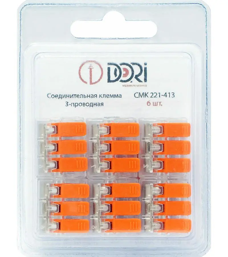 Изображение товара Клемма соединительная Dori СМК 221-413 3-проводная 6 шт