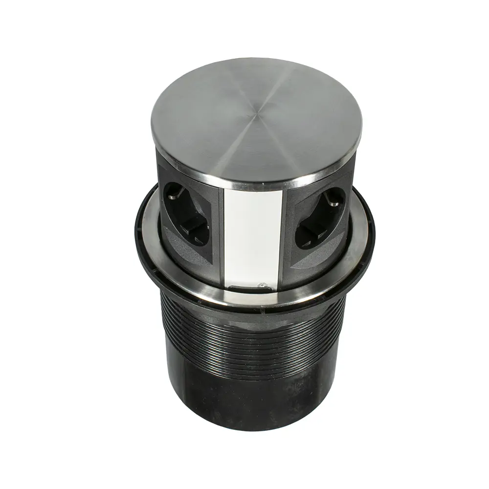 Изображение товара Розетка выдвижная четверная встраиваемая GLS Pop up lift вертикальный цвет черный