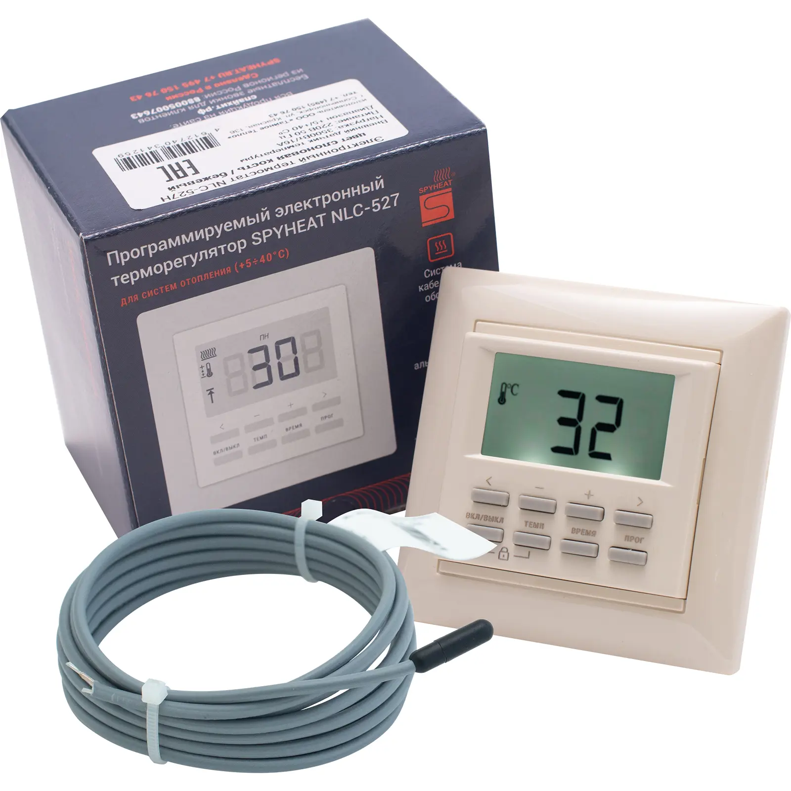 Изображение товара Терморегулятор Spyheat NLC-527H электронный программируемый сенсорный цвет бежевый