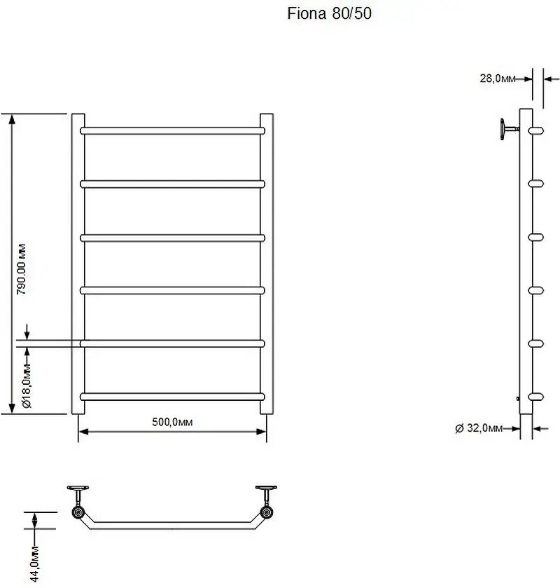 Изображение товара Электрический полотенцесушитель Aquanet 00281995 500x800 мм 94 Вт с терморегулятором и полкой хром