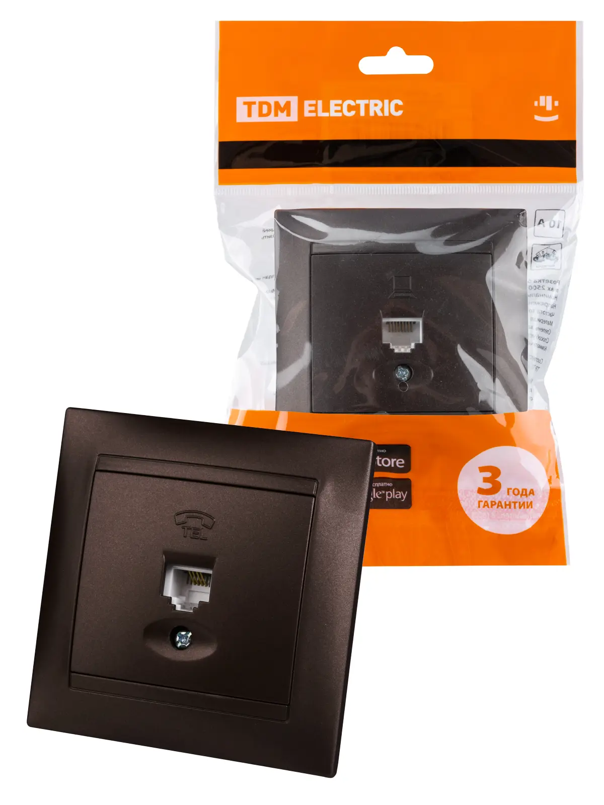 Изображение товара Розетка телефонная встраиваемая Tdm electric Лама SQ1815-0515 RJ11 цвет шоколад