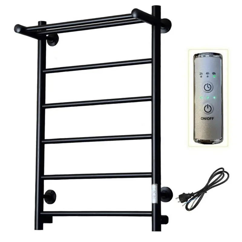 Изображение товара Полотенцесушитель электрический Zox ЛЦ П6 500x800 мм 450 Вт с полкой лесенка цвет черный матовый