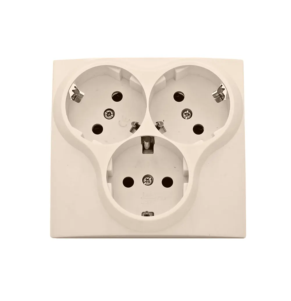 Изображение товара Розетка тройная встраиваемая Svet SV0302-0028 с заземлением цвет бежевый