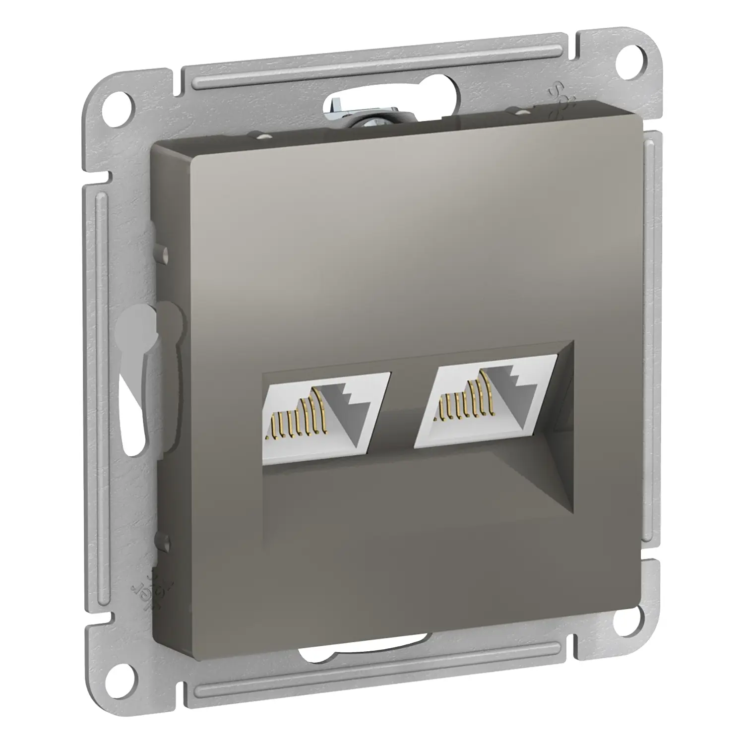 Изображение товара Розетка компьютерная двойная Systeme Electric Atlas ATN000985 RJ45 цвет сталь