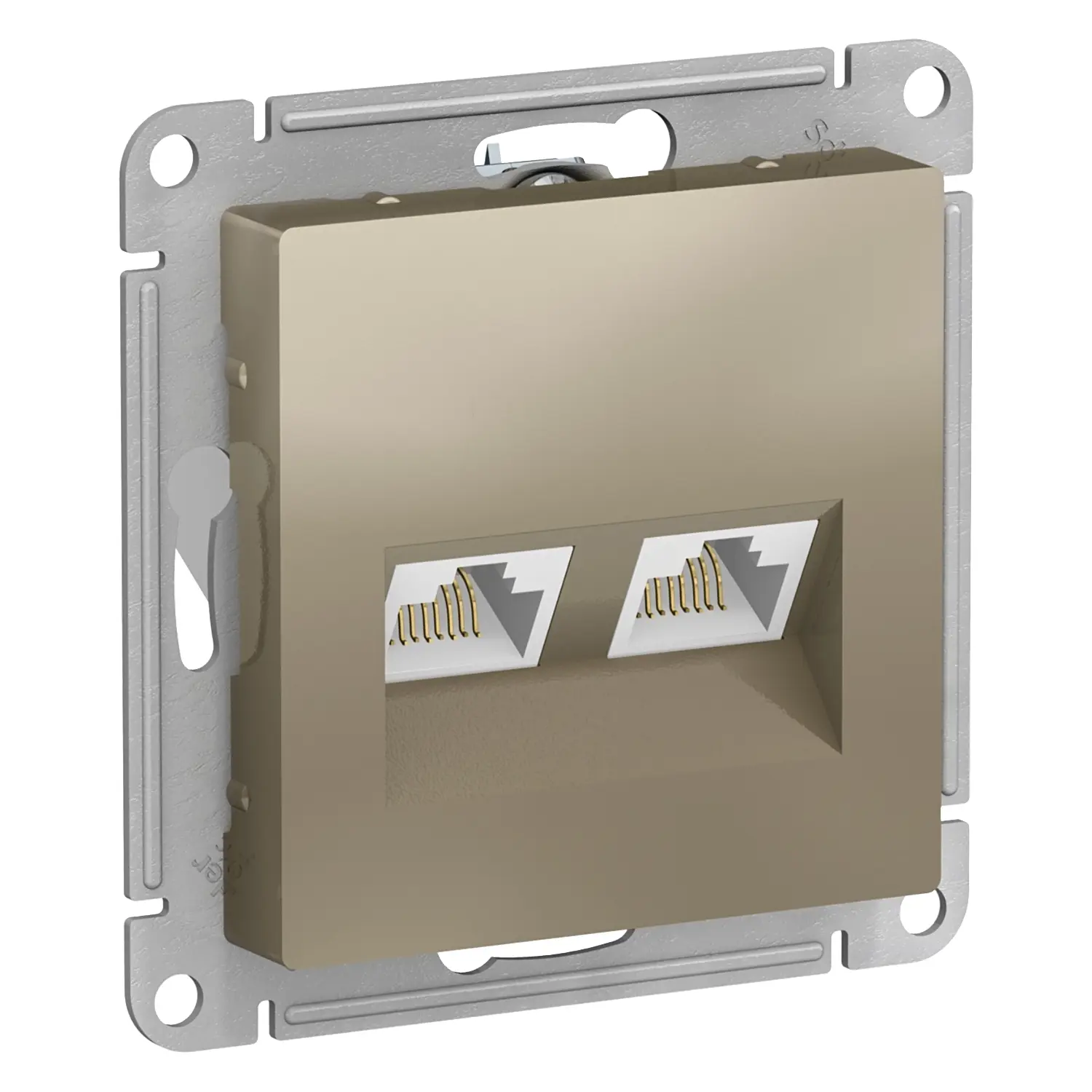 Изображение товара Розетка компьютерная двойная Systeme Electric Atlas ATN000585 RJ45 цвет шампань