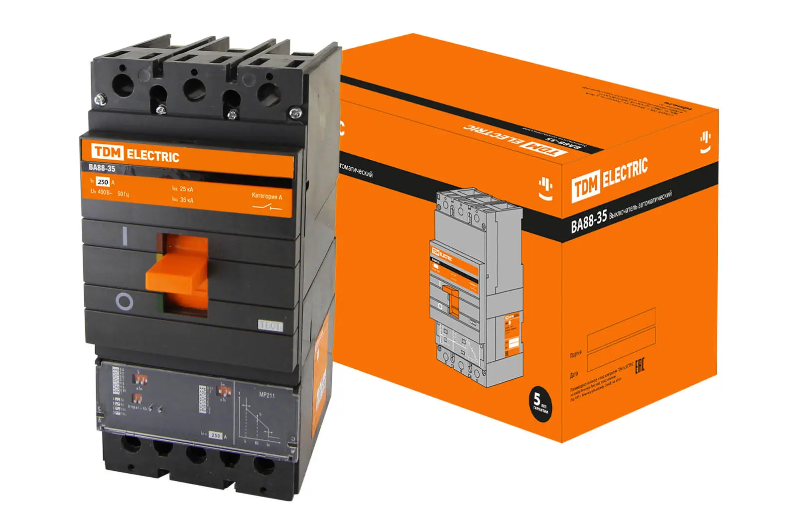 Изображение товара Автоматический выключатель Tdm electric ВА88-35 3P A250 А 35 кА SQ0707-0096