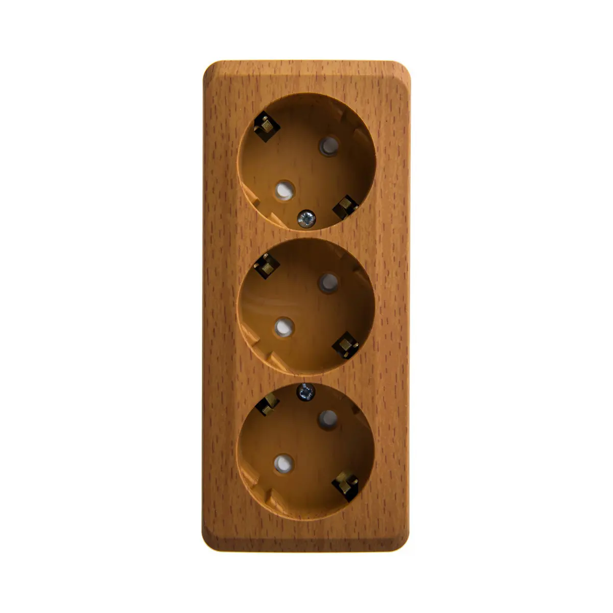 Изображение товара Розетка тройная накладная Systeme Electric Этюд PA16-012T с заземлением и шторками