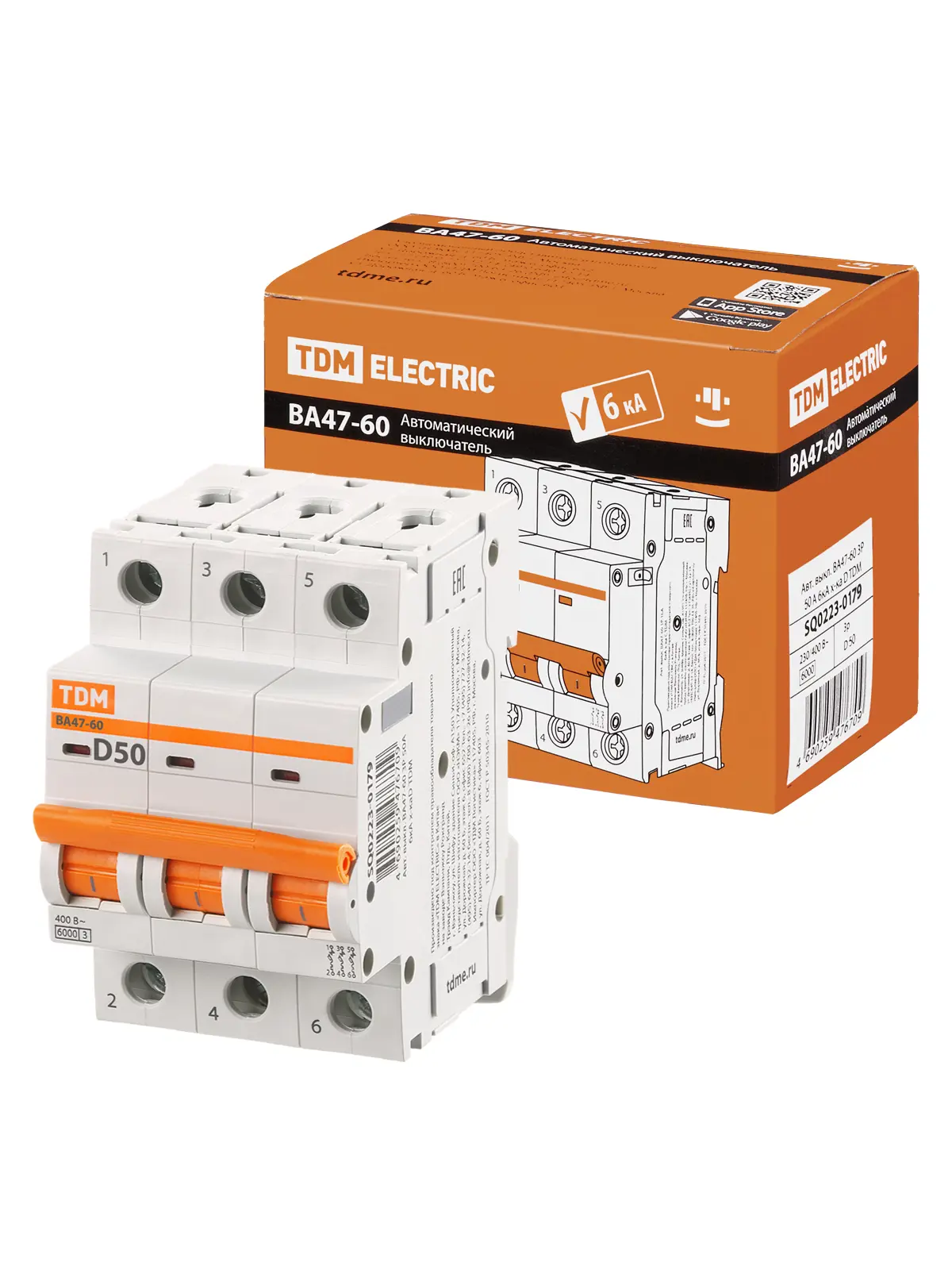 Изображение товара Автоматический выключатель ВА47-60 3P 63А 6 кА TDM ELECTRIC