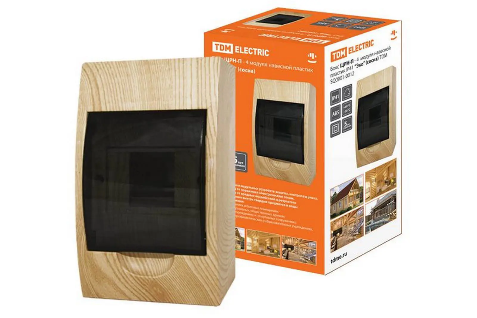Изображение товара Щит распределительный навесной Tdm Electric ЩРН-П 1x4 модуля IP41 пластик цвет сосна SQ0901-0012