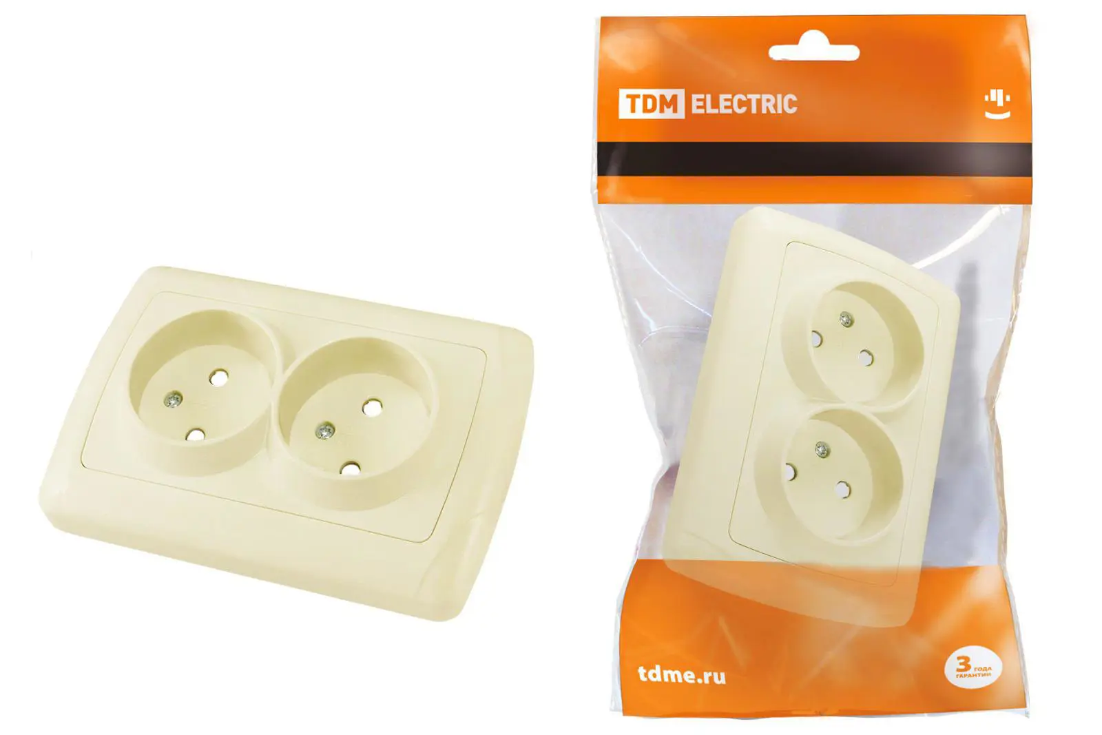 Изображение товара Розетка двойная встраиваемая Tdm electric Онега SQ1805-0041 слоновая кость